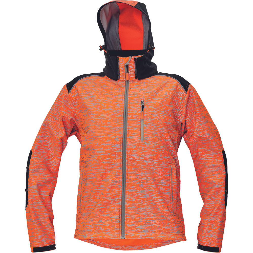 KNOXFIELD Reflektor bedruckte Softshell orange WINDDICHT+REGENSCHUTZ+ATMUNGSAKTIV + WARNSCHUTZ