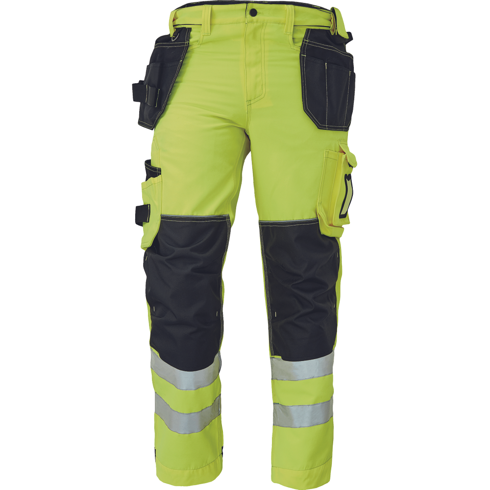 K-PSA KNOXFIELD HV FL310 Hose Leuchtgrün Mit 2 Multifunktionstaschen für Werkzeug