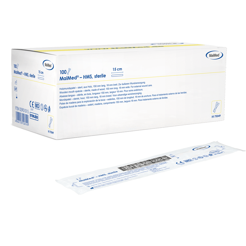 KPSA - Holzmundspatel aus 100 % Birkenholz Einzeln Verpack ( 15 cm x 1,8 cm )