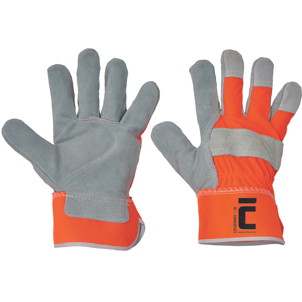 warnschutz handschuhe CASSOWARY Warnschutz Lederhandschuhe | EN 388 | Reflex