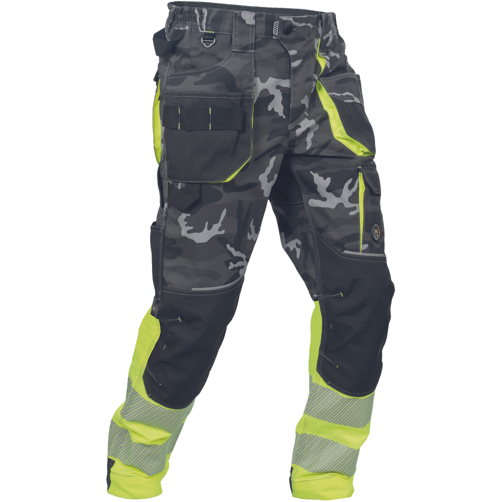 K-PSA high visibility trousers SHELDON CAMOU HV DW trousers grey camouflage