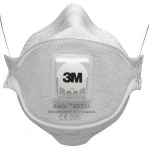 Masque respiratoire Aura FFP3 avec valve expiratoire, 3M 9332+, boîte de 10 pièces