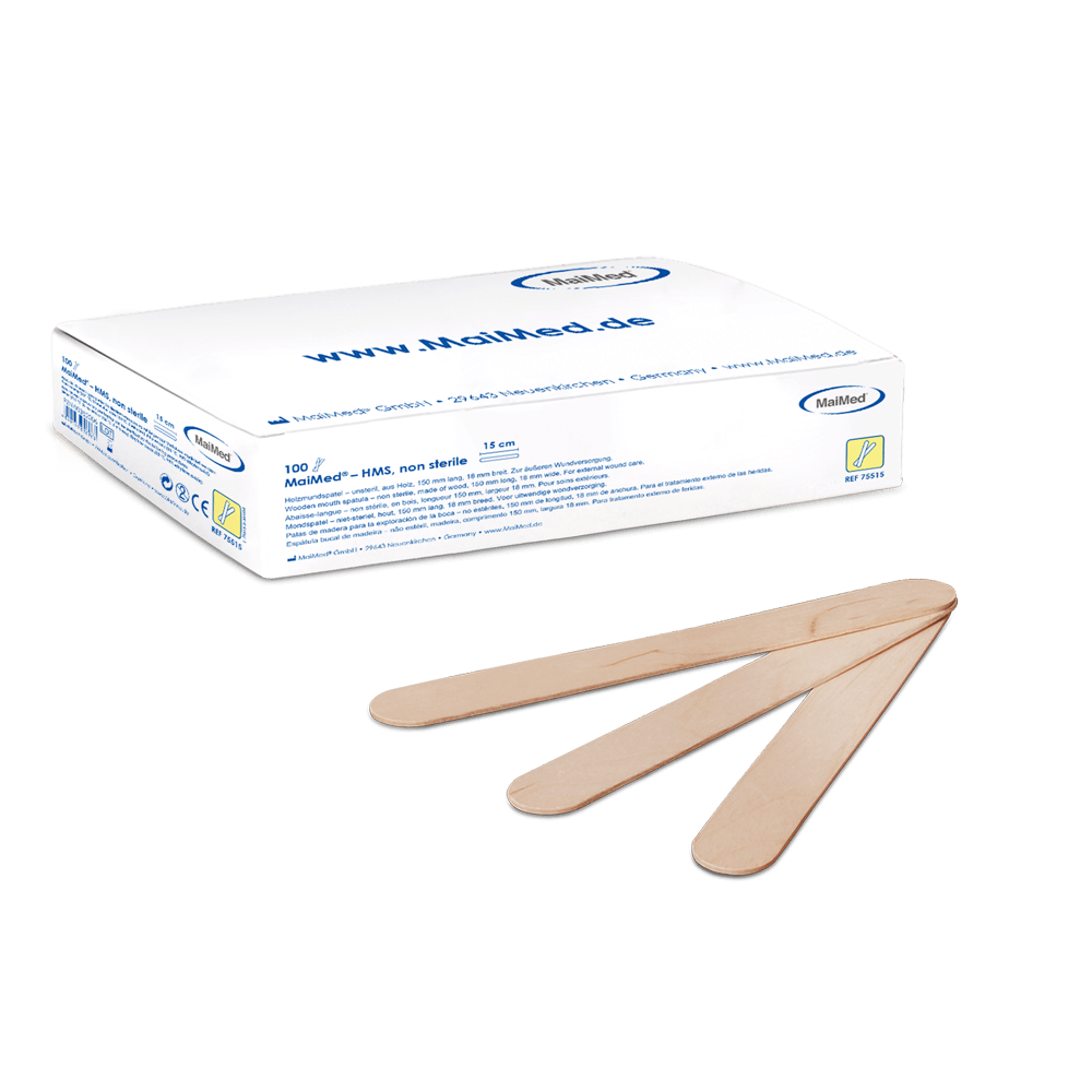 KPSA - Abaisse-bouche en bois 100 % bois de bouleau, emballé individuellement (15 cm x 1,8 cm)